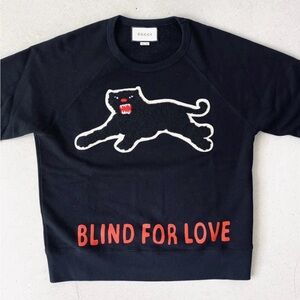 Gucci  Black Sweatshirt with Panther and Red Text